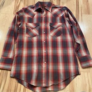 Plains Western Wear Men's Red and Gray Shirt—S